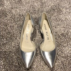 Silver Anne Klein pumps. Worn once. Size 6.5M